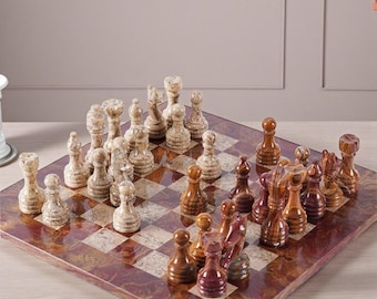 Marmor Schachfiguren | Handgemachtes Schach Brettspiel | Elegantes Wohnkultur
