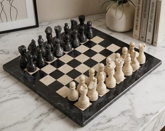 Einzigartiges Schachspiel | Handgefertigtes Marmor Schach Brettspiel | Elegantes Wohnkultur