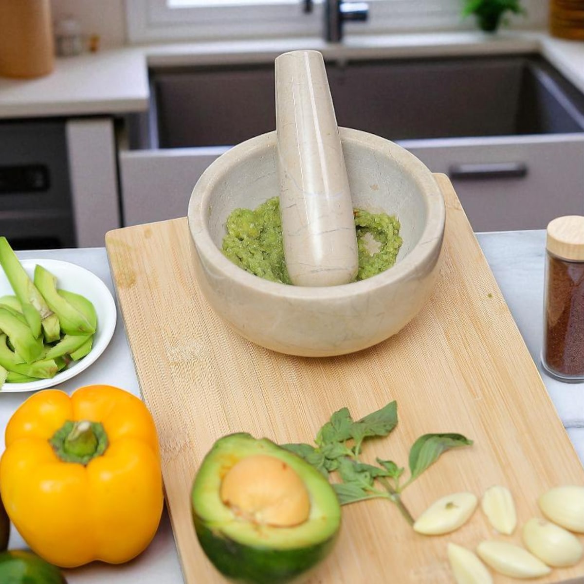 Marble Mortar and Pestle Set: Verona Stone Herb Spice Crusher - Etsy