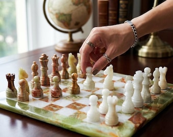 Handgemachtes Schachspiel | Luxus-Schachfiguren | Marmor Brettspiel | Einweihungsgeschenk