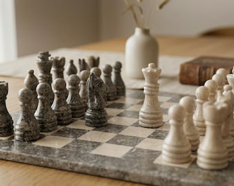 Juego de ajedrez hecho a mano / Piezas de ajedrez de mármol / Juego de mesa de lujo