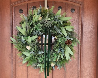 Modern Christmas Wreath Minimalist Winter Wreath Faux Pine Wreath Winter Wedding Wreath Winter Boho Decor Winter Wreath Boho