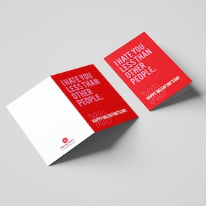 I Hate You Less than Other People, Printable Valentines, Valentine&#39;s Day Card, Print at Home Valentines, Anti-Valentines Card