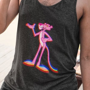 Pink Panther, Trippy, Bright, Colorful, Party, Cartoon, Retro, Psychedelic, Chromatic, tank top, tank, beach tank top, funny shirt