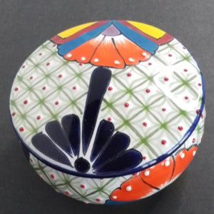 Talavera Trinket Jewelry Box Made in Mexico By Gyaray 4x 2&quot; Hand Painted