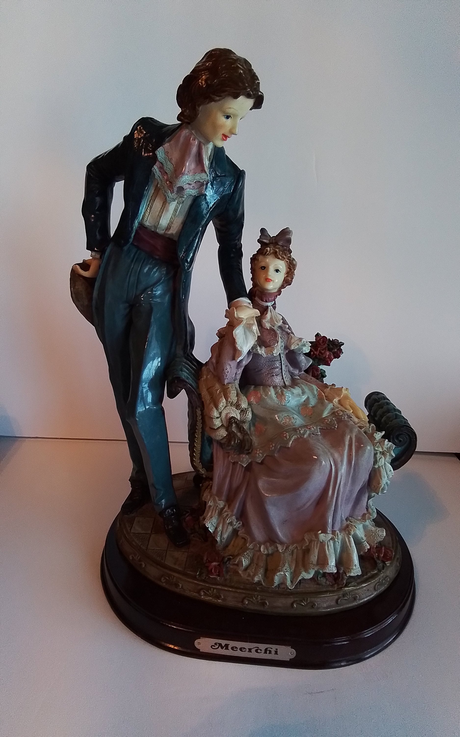 Vintage Meerchi Victorian Couple,female Seated With Flowers Hand