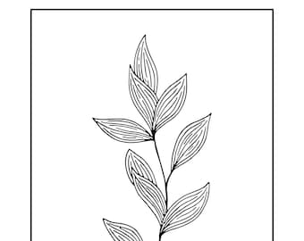 Black and White Simple Leaf Print Set- Digital Download