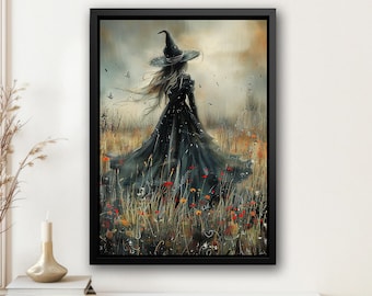 Cottage Witch Canvas Print: Halloween Wall Art