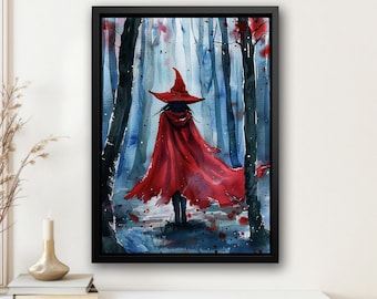 Forest Witch Canvas Print: Vintage Halloween Wall Decor