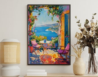 Matisse Balcony Canvas Print: Vintage Botanical Flowers Poster
