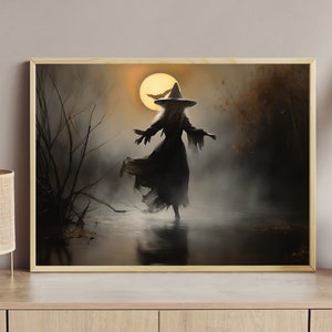 Moon Witch Art Print: Gothic Halloween Decor