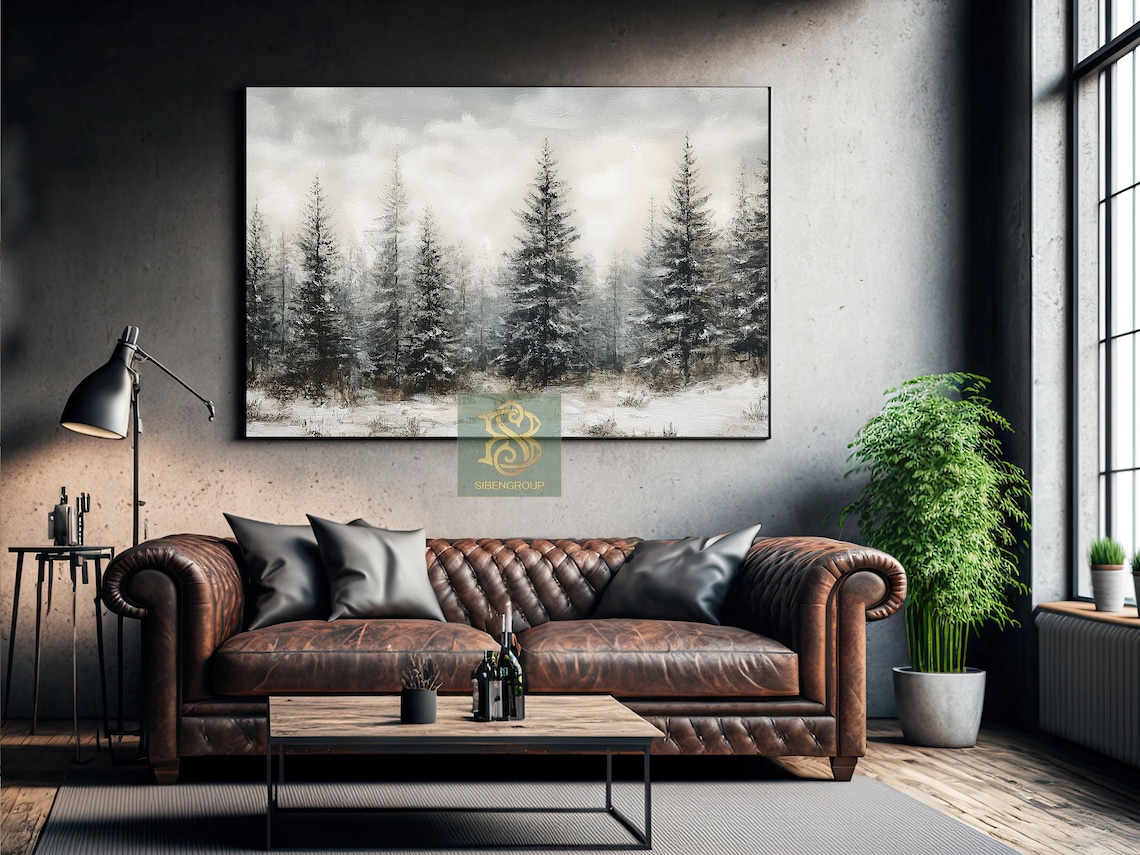Vintage Winter Forest Canvas Print: Snowy Cottage Wall Art - Etsy Canada