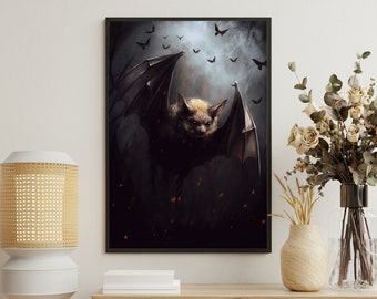 Dark Bat Art Print: Gothic Vampire Canvas Poster