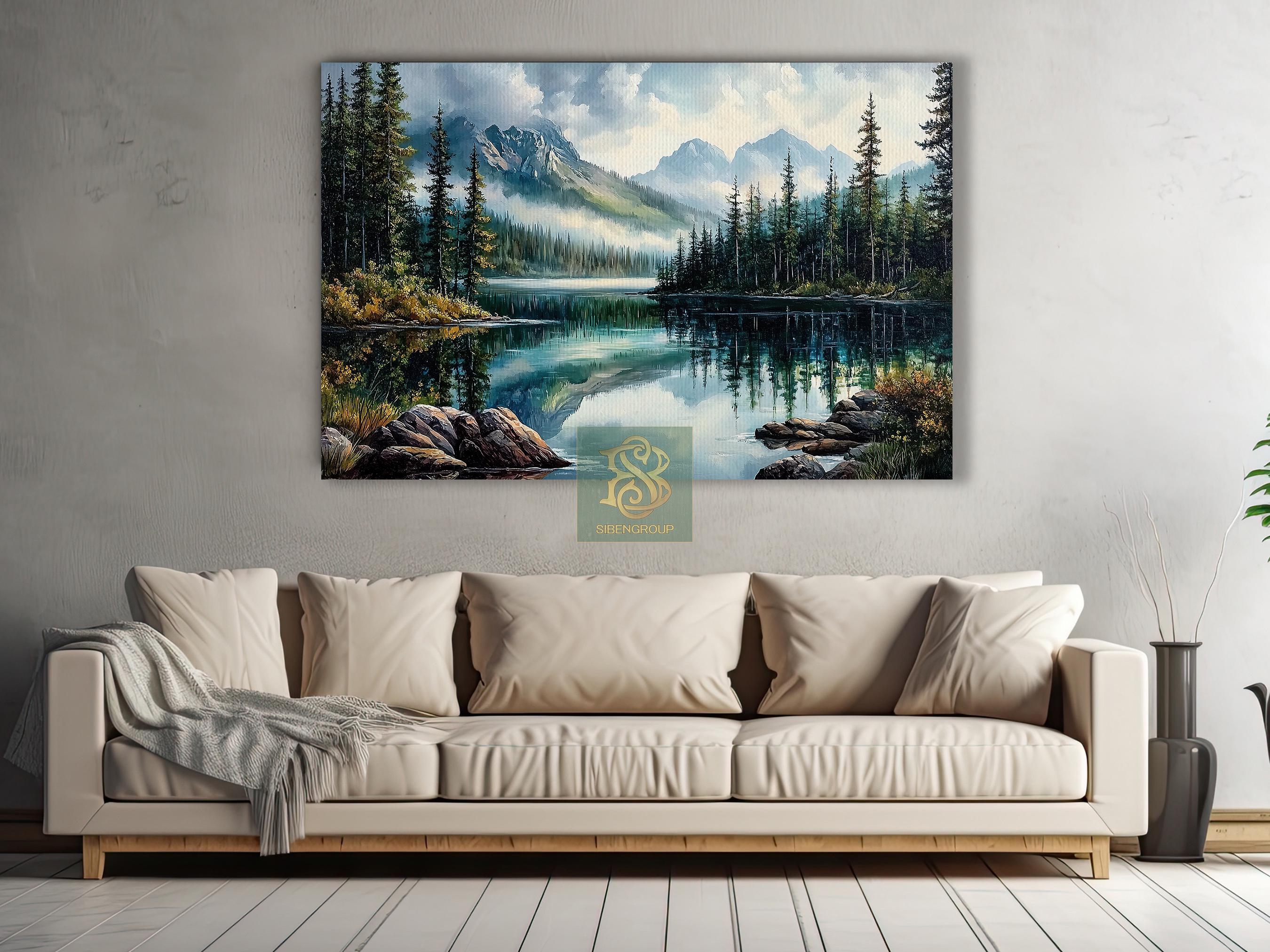 Mountain Lake Canvas Print: Tranquil Forest Landscape Art - Etsy
