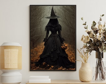 Earth Witch Gothic Art Print: Halloween Wall Decor