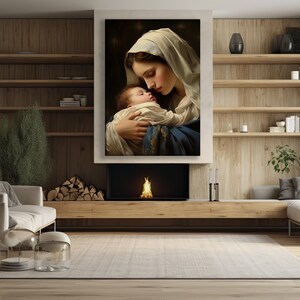 Virgin Mary and Baby Jesus Art Print: Catholic Wall Decor image 5
