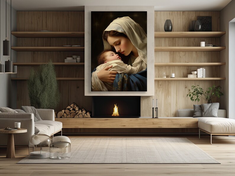 Virgin Mary and Baby Jesus Art Print: Catholic Wall Decor image 5