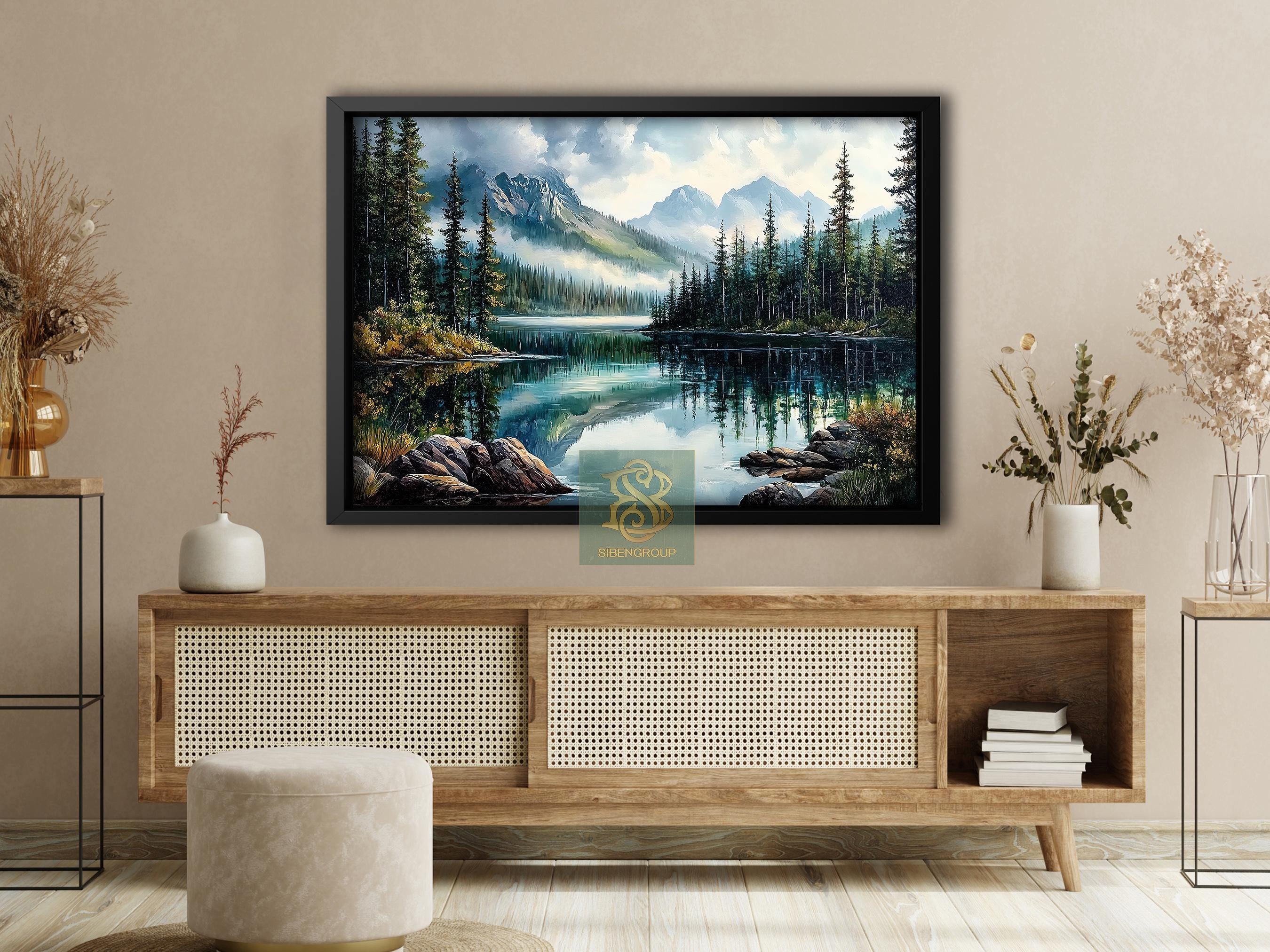 Mountain Lake Canvas Print: Tranquil Forest Landscape Art - Etsy