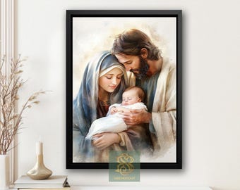 Holy Family Canvas: Vintage Christian Wall Art