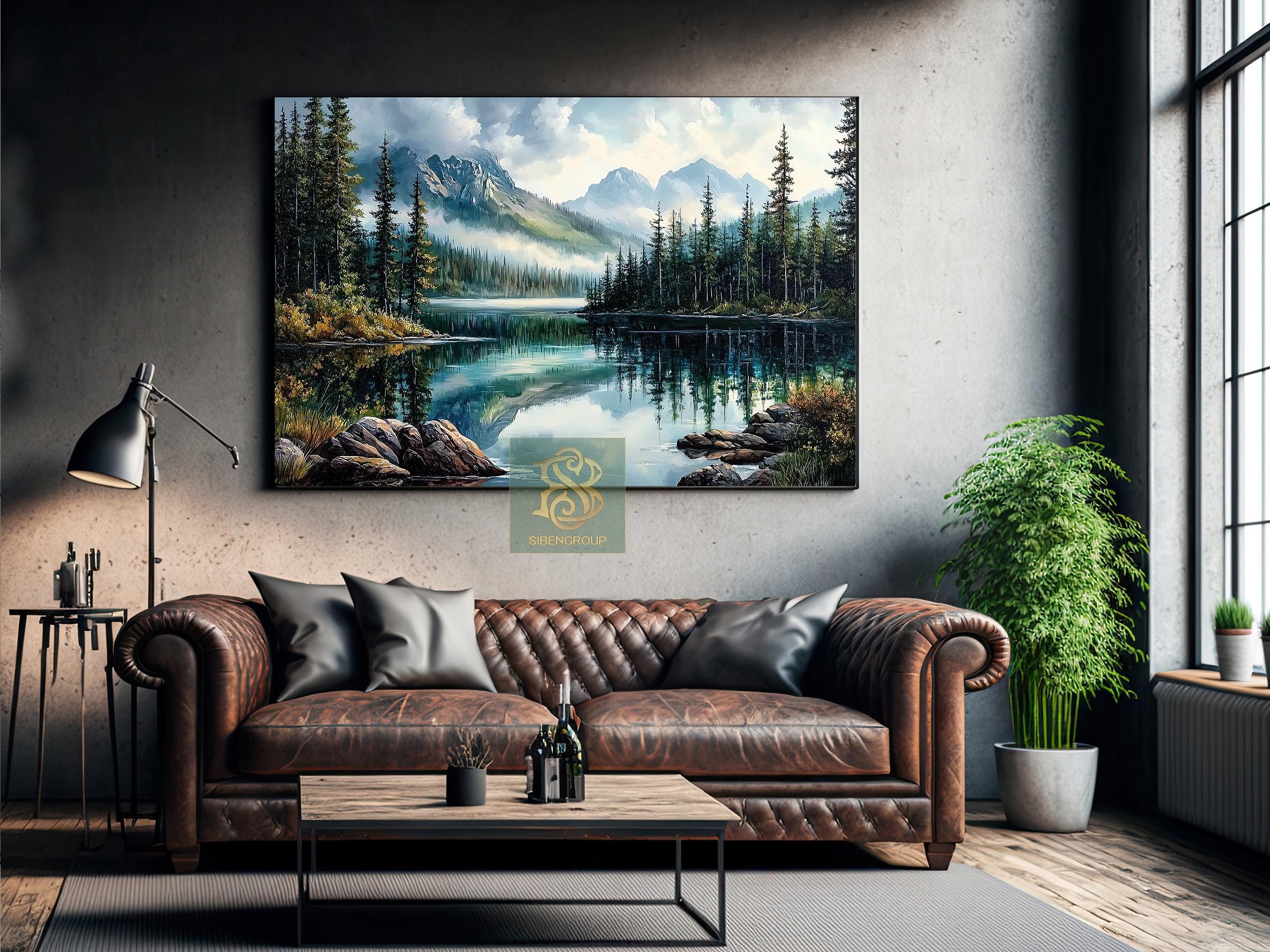 Mountain Lake Canvas Print: Tranquil Forest Landscape Art - Etsy
