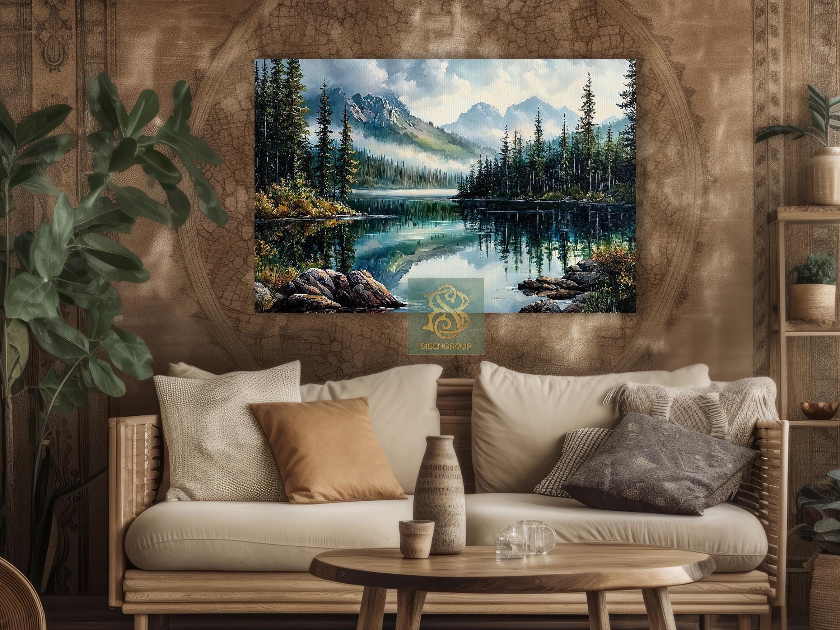 Mountain Lake Canvas Print: Tranquil Forest Landscape Art - Etsy
