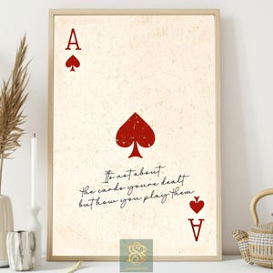 Impression sur toile As de pique citation, impression d'affiche de cartes à jouer vintage, décoration d'art murale de jeu de cartes