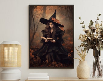 Forest Witch Art Print: Gothic Halloween Decor