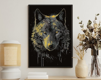 Vintage Wolf Art Print: Cottagecore Animal Wall Decor