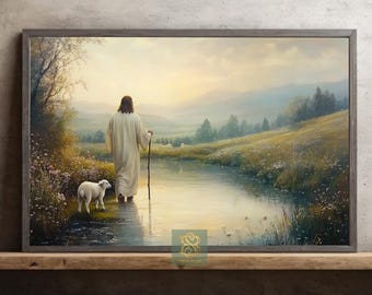 Jesus Shepherd Canvas Print: Peaceful Valley Christian Wall Art
