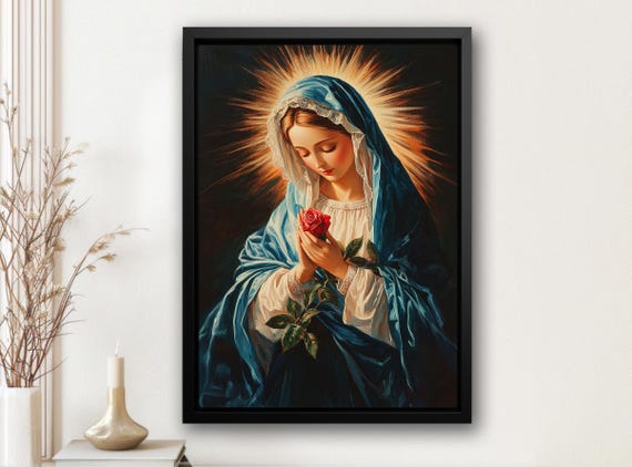 Vintage Virgin Mary Canvas: Blessed Mother Religious Wall Art - Etsy