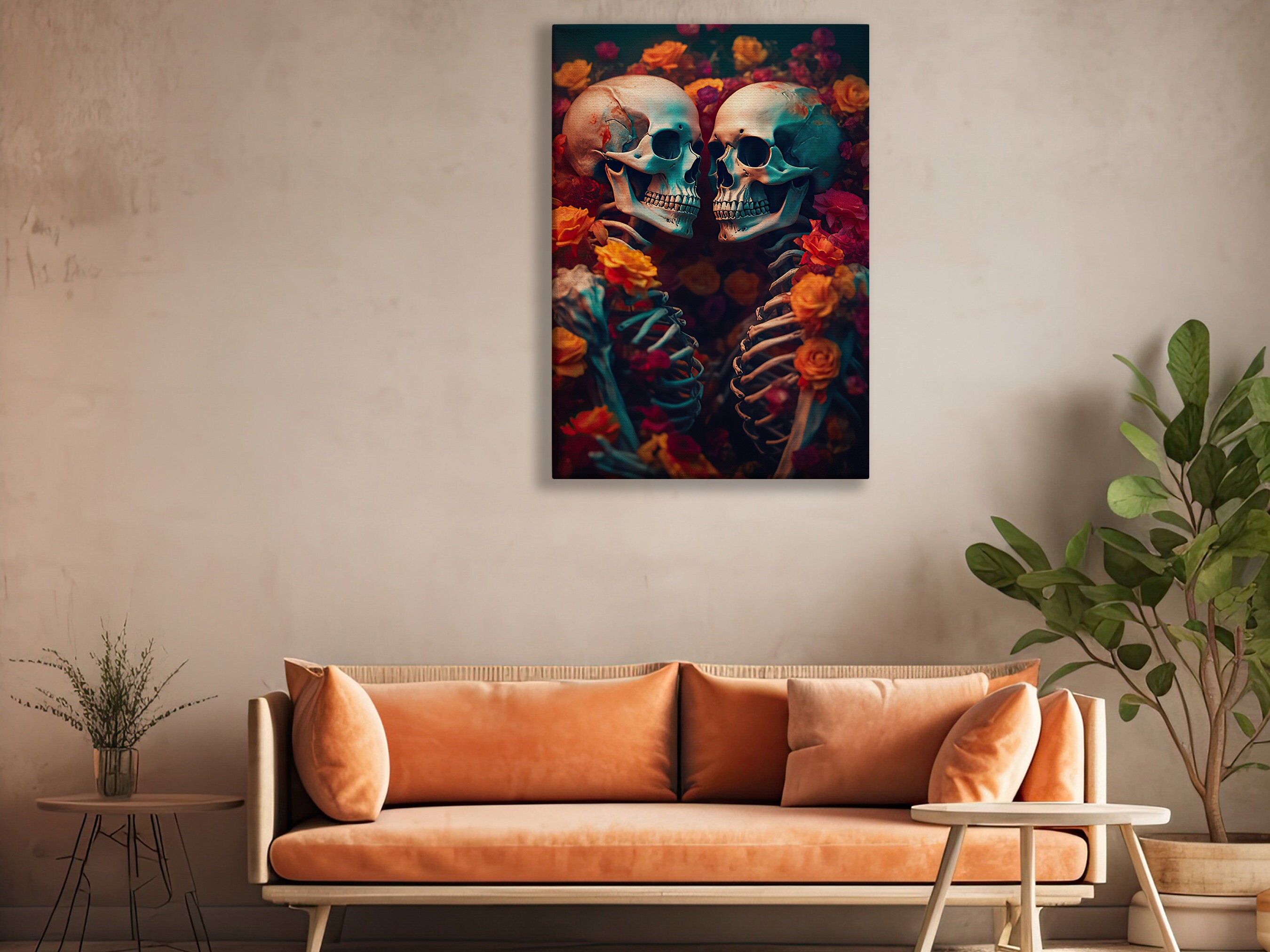 Halloween Funny Couple Skull Decor For Home Transfiguration Skull Statue Art Sculpture For Home Office Haunted House