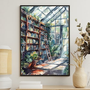 Vintage Bookshelf Canvas Print: Retro Library Wall Art