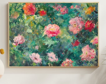 Cottage Wildflower Painting: Vintage Floral Canvas Art