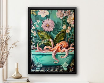 Matisse Octopus in Bathtub Canvas Print: Vintage Bathroom Wall Art