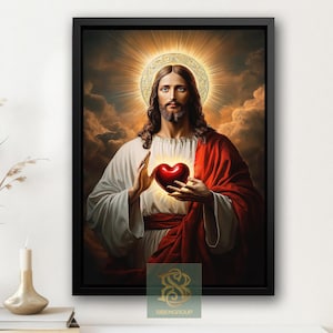 Vintage Jesus Saves Painting, Christian Canvas Print, Religious Poster, Christian Wall Art, Holy Decor