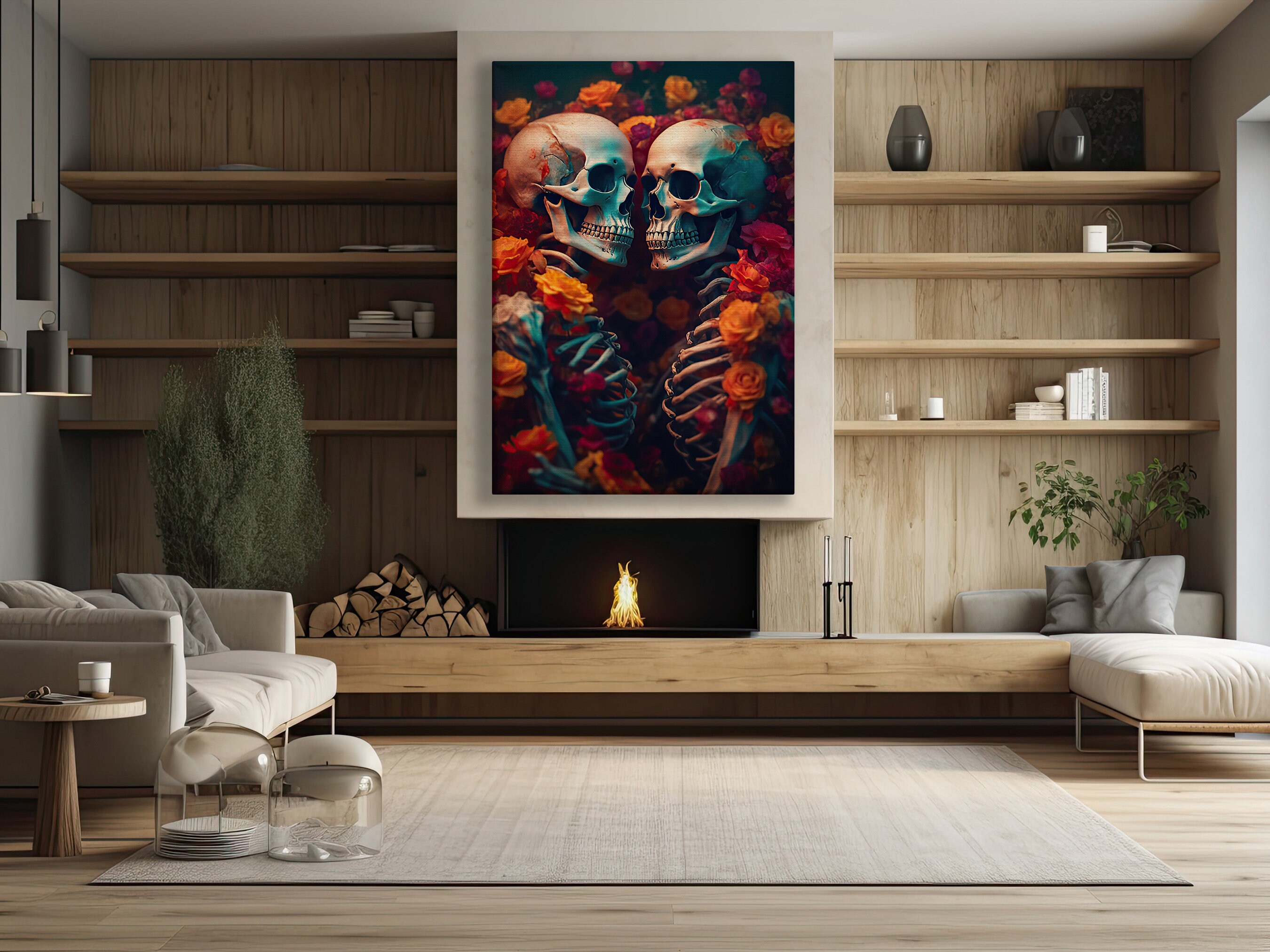 Halloween Funny Couple Skull Decor For Home Transfiguration Skull Statue Art Sculpture For Home Office Haunted House