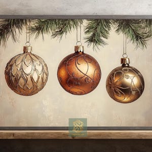 Vintage Christmas bauble Canvas Print, Cottage Xmas Poster, Christmas Wall Art, Christmas Decor