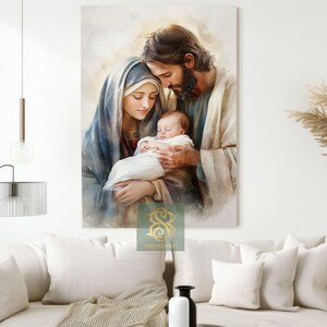 Holy Family Canvas: Vintage Christian Wall Art - Etsy