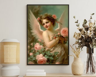 Cupid Art Print: Vintage God of Love Canvas, Valentine's Gift
