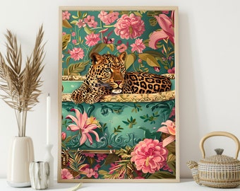 Matisse Leopard in Bathtub Canvas Print: Vintage Bathroom Wall Art