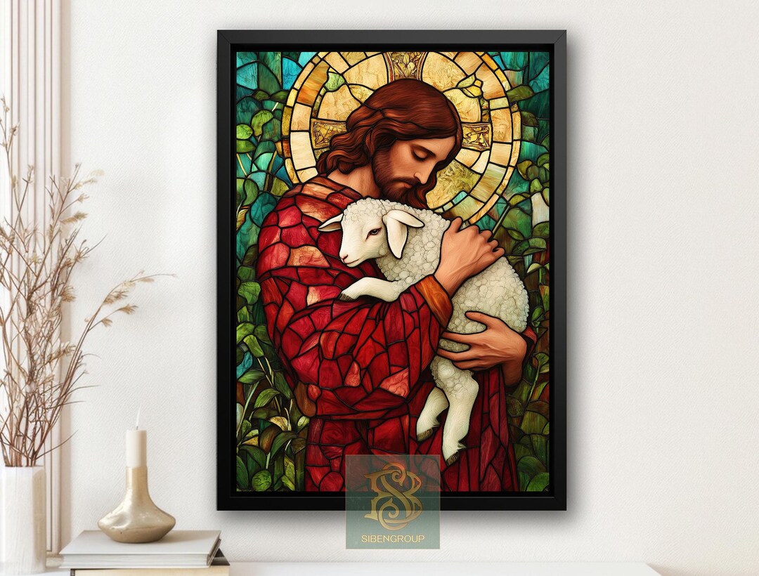 Jesus the Good Shepherd Canvas: Vintage Christian Wall Art - Etsy