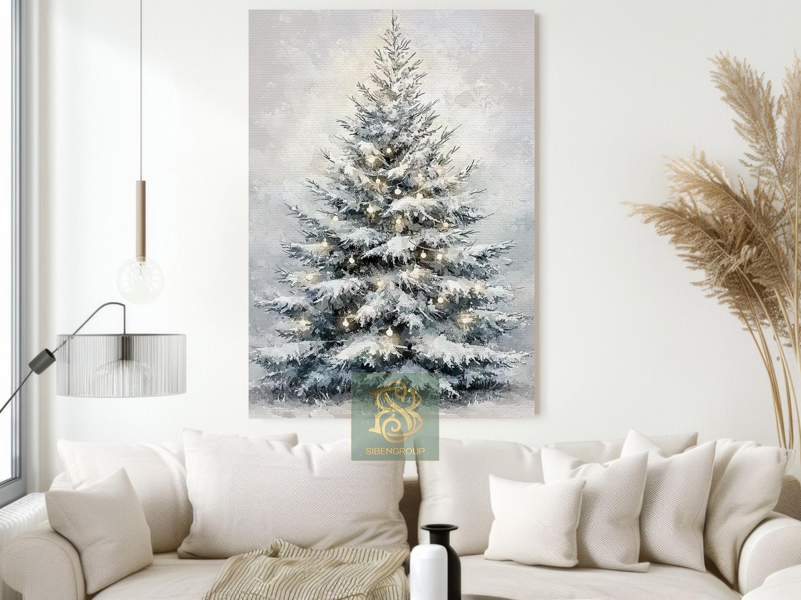 Snowy Pine Tree Canvas Print, Winter Forest Poster, Christmas Tree Wall ...