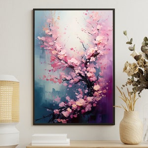 Blossom Peach Painting, Flowers Art Print, Flowers Canvas Print, Flowers Wall Decor, Blossom Peach Poster Print, Rustic Flowers Decor