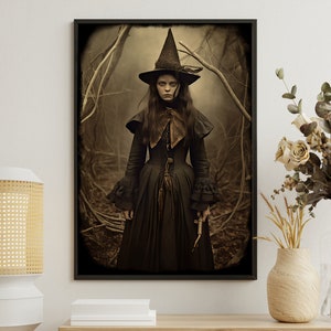 Forest Witch Painting, Witch Art Print, Witch Canvas Print, Gothic Art Print, Witch Poster Print, Halloween Wall Decor, Forest Witch Art