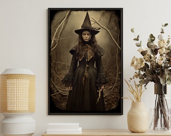 Forest Witch Art Print, Gothic Halloween Decor