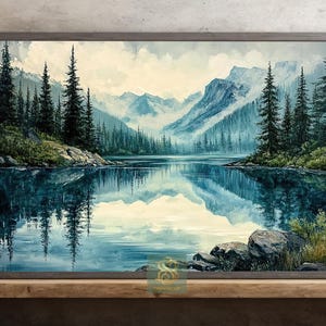 Misty Mountain Lake Canvas Print: Tranquil Forest Reflection Wall Art ...