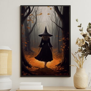 Forest Witch Art Print: Mythical Gothic Halloween Wall Decor