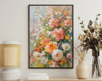Vintage Floral Painting: Cottagecore Flowers Art Print