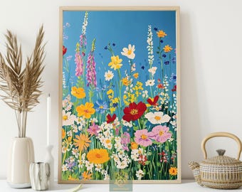 Wildflower Meadow Canvas Print: Vibrant Floral Field Wall Art