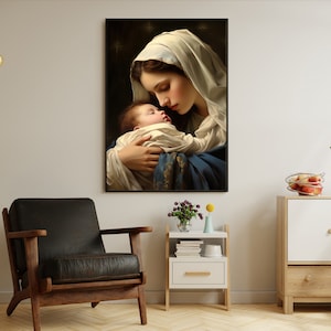 Virgin Mary and Baby Jesus Art Print: Catholic Wall Decor image 4